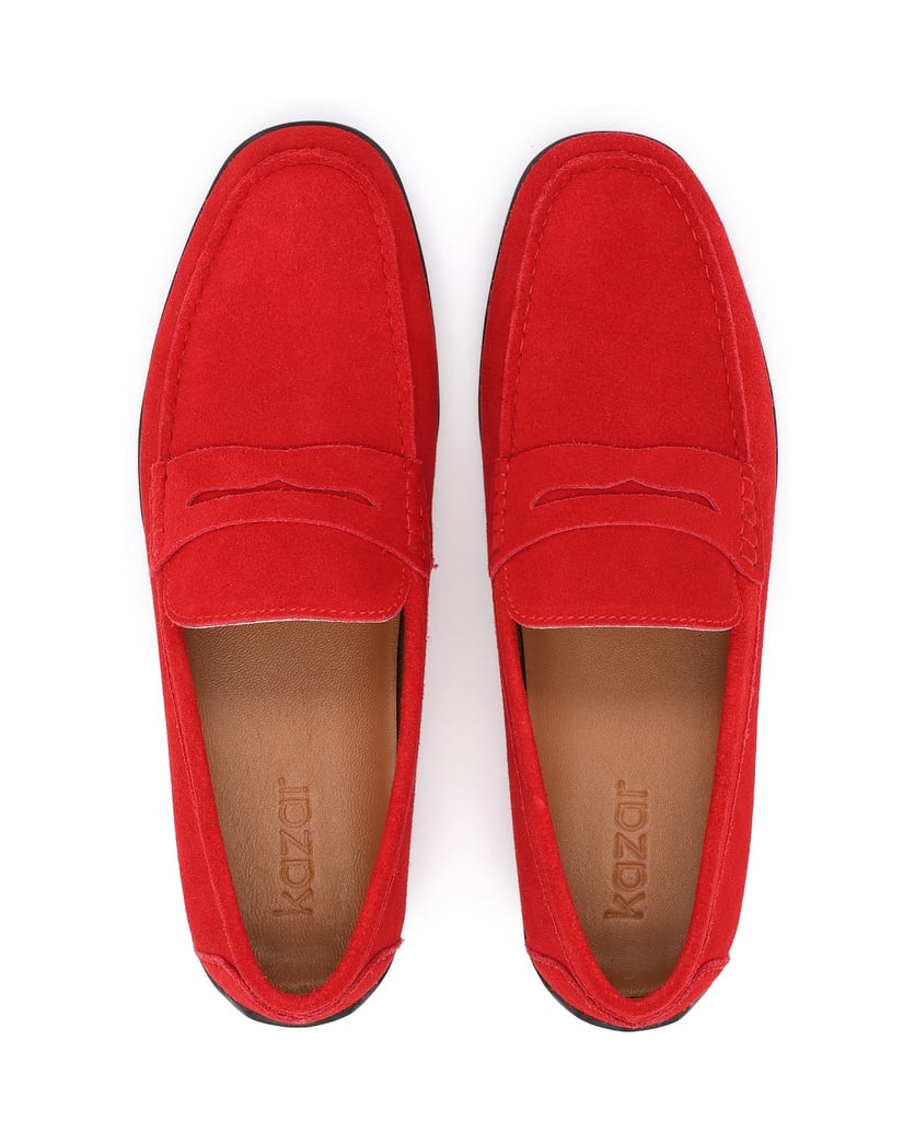 Kazar-Rote-Mokassins-aus-perforiertem-Wildleder-mit-flexibler-Sohle-rot