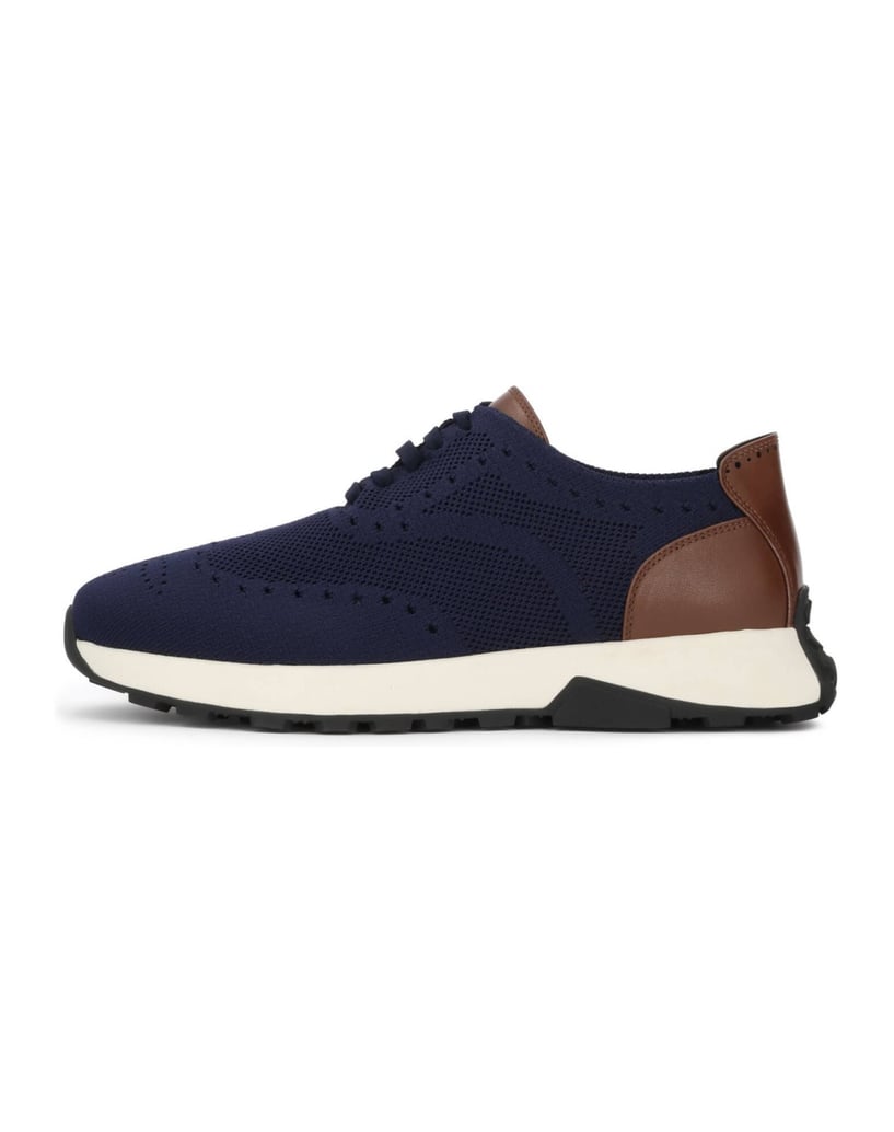 Kazar-Dunkelblaue-Herren-Sneakers-aus-Gewebe-mit-braunen-Einsätzen-dunkelblau
