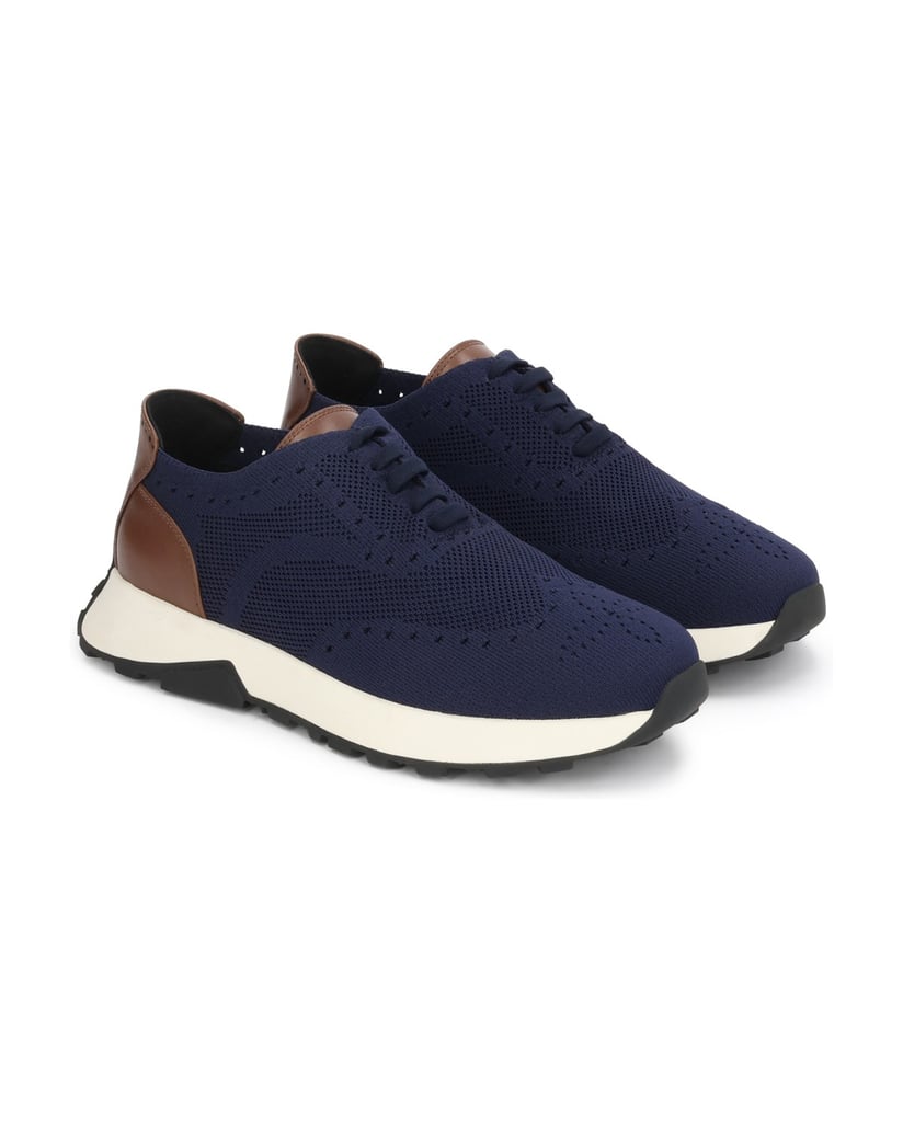Kazar-Dunkelblaue-Herren-Sneakers-aus-Gewebe-mit-braunen-Einsätzen-dunkelblau