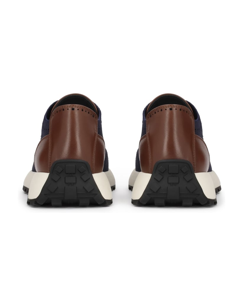 Kazar-Dunkelblaue-Herren-Sneakers-aus-Gewebe-mit-braunen-Einsätzen-dunkelblau