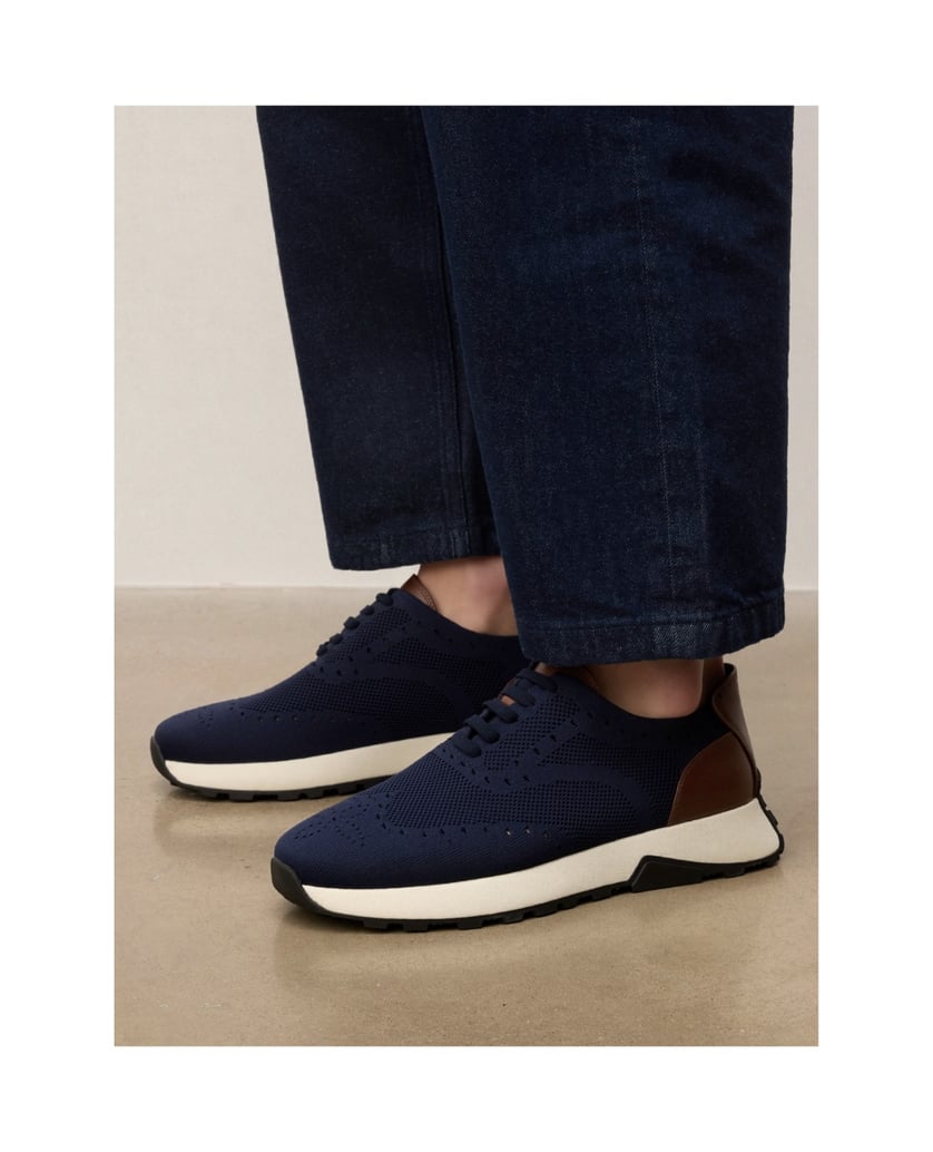 Kazar-Dunkelblaue-Herren-Sneakers-aus-Gewebe-mit-braunen-Einsätzen-dunkelblau