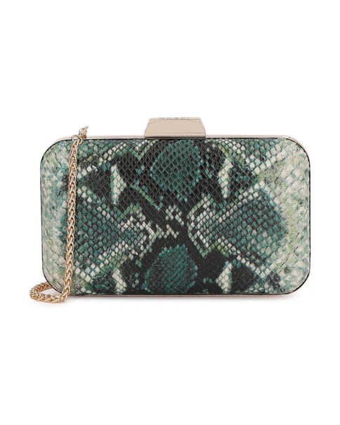 Clutch bag snake print in shades of green