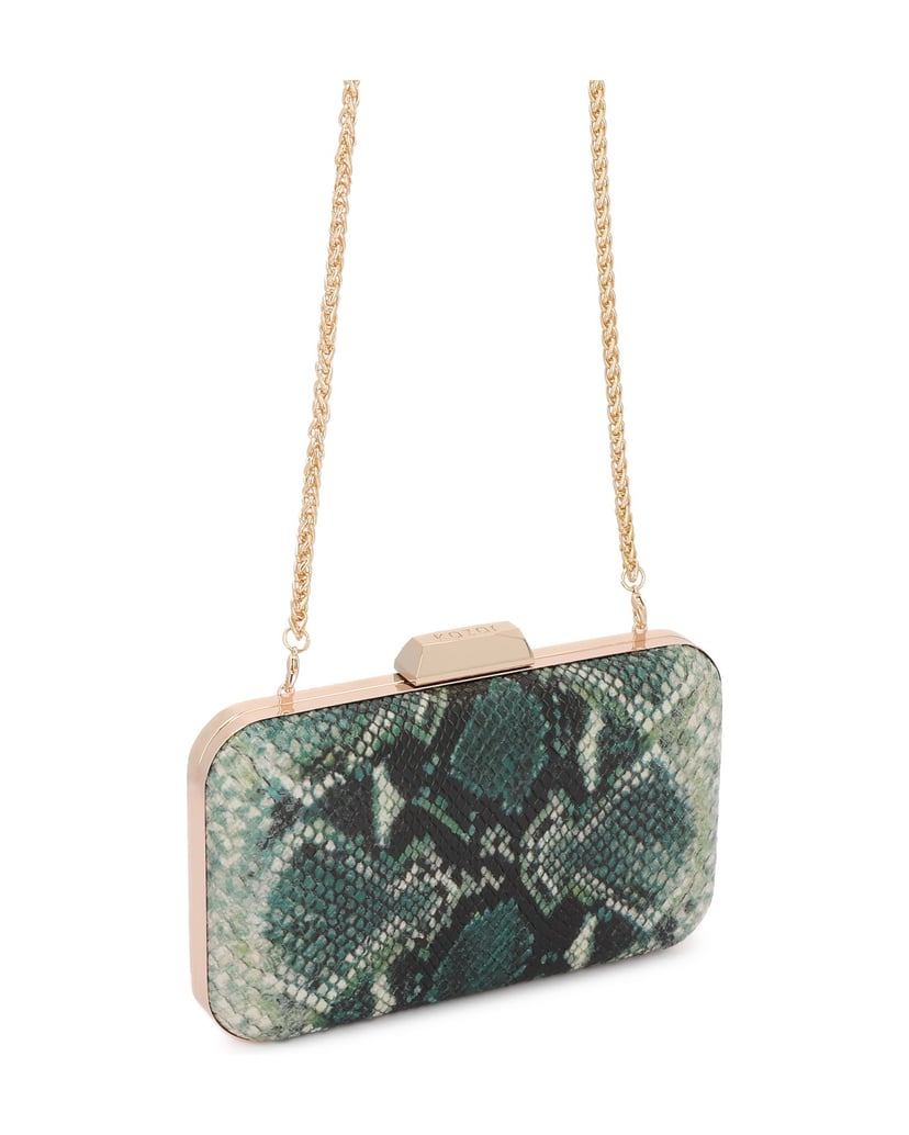 Kazar-Clutch-bag-snake-print-in-shades-of-green-zelená