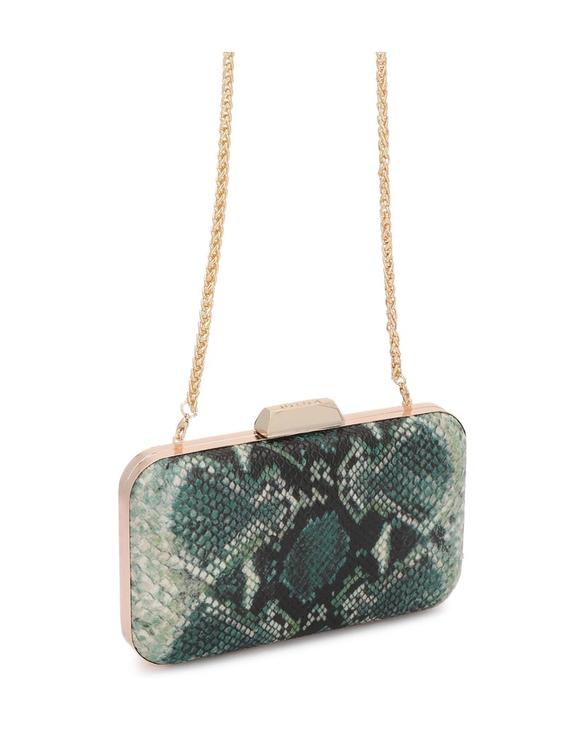 Kazar-Clutch-bag-snake-print-in-shades-of-green-zelená
