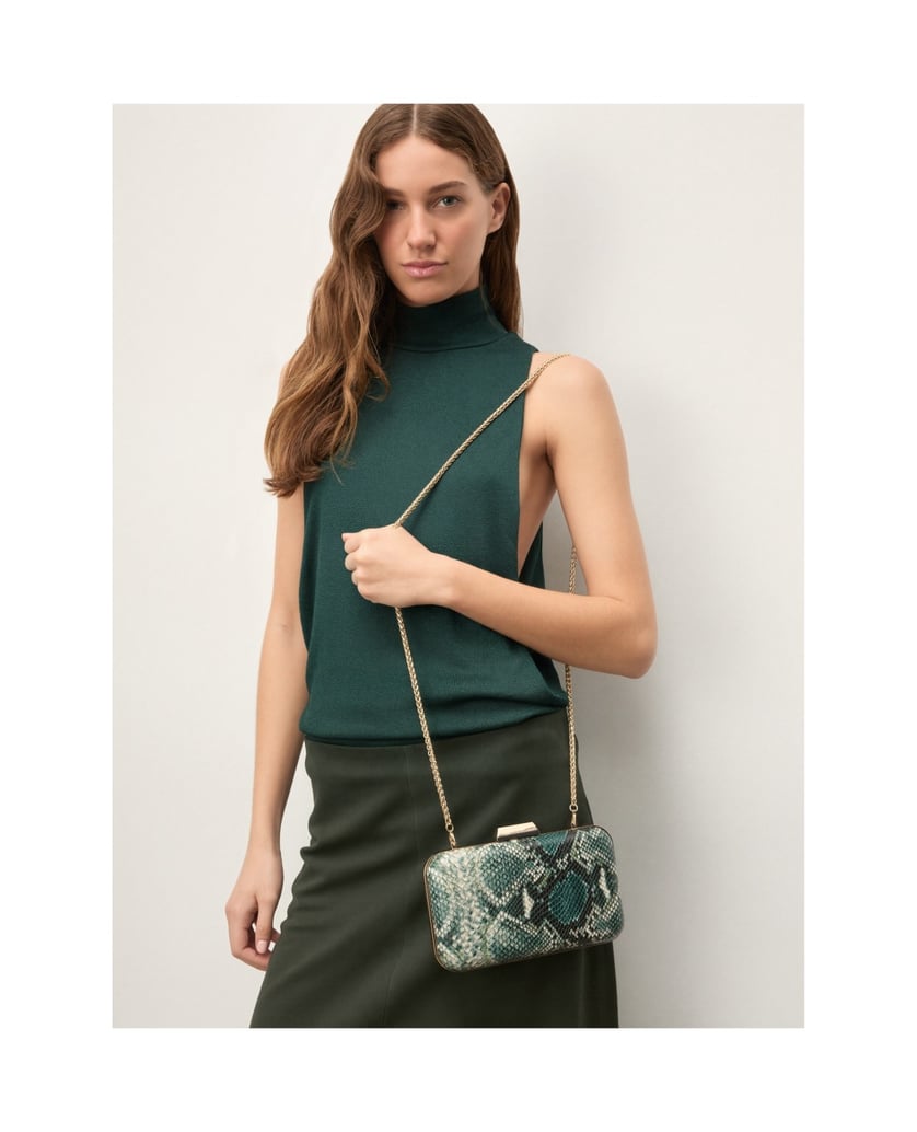 Kazar-Clutch-bag-snake-print-in-shades-of-green-zelená