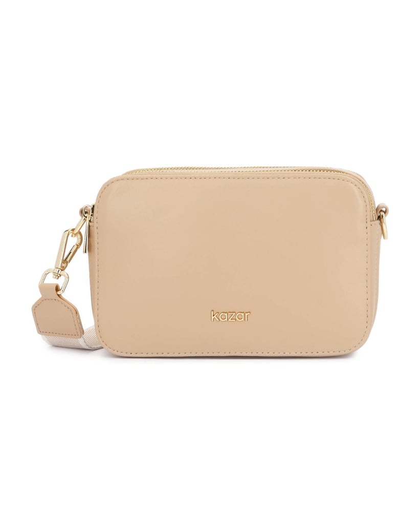 Kazar-Leather-crossbody-bag-with-chain-and-straps-béžová