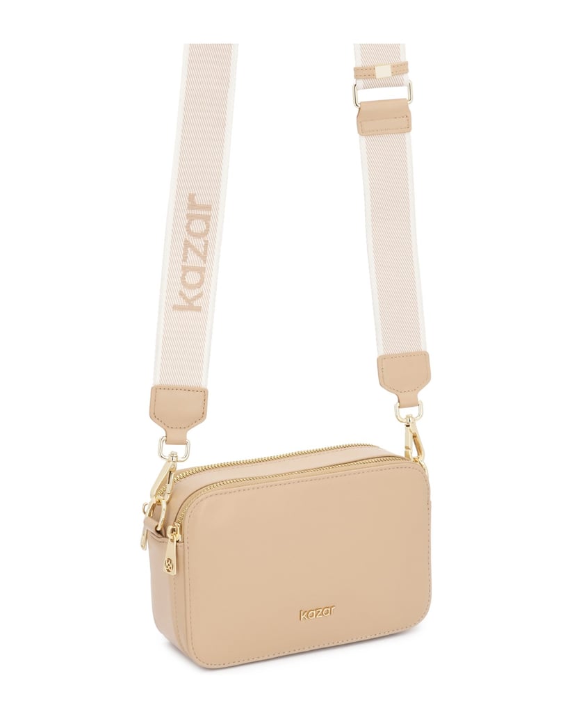 Kazar-Leather-crossbody-bag-with-chain-and-straps-béžová