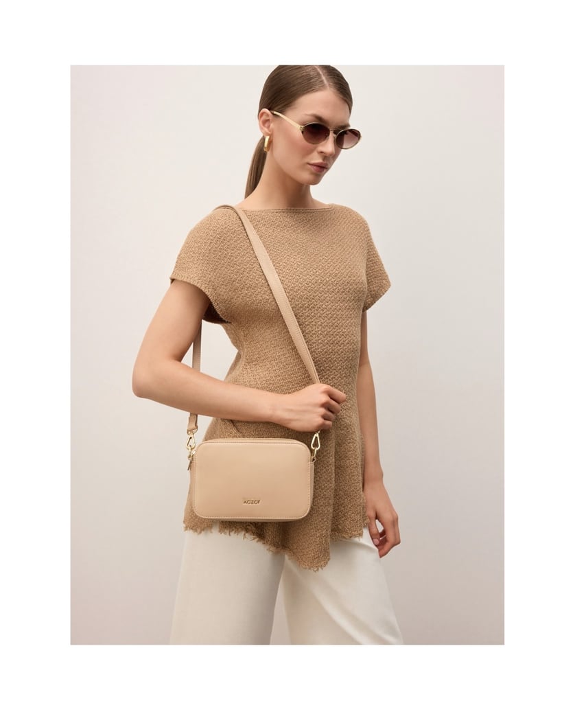 Kazar-Leather-crossbody-bag-with-chain-and-straps-béžová
