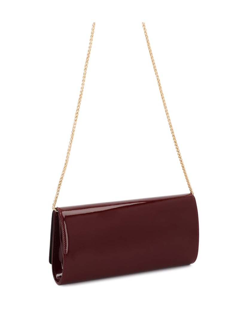 Kazar-Maroon-patent-chain-handbag-červená