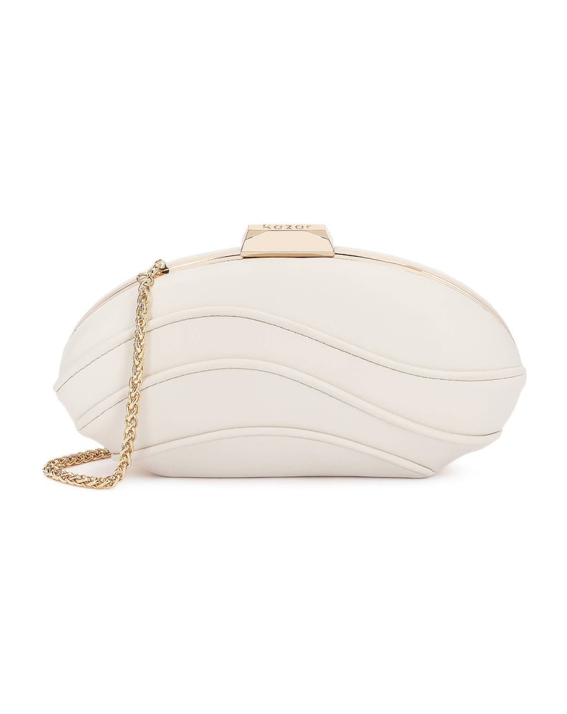 Kazar-Elegant-clutch-bag-with-ruffle-quilting-bílá