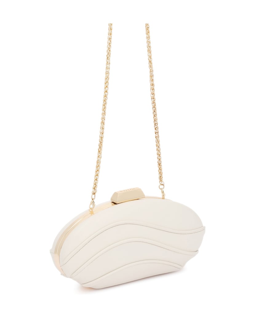 Kazar-Elegant-clutch-bag-with-ruffle-quilting-bílá