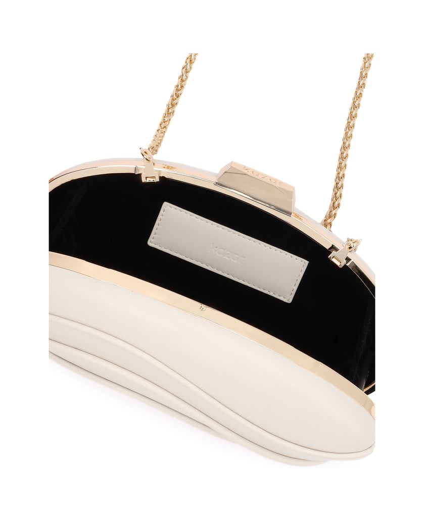 Kazar-Elegant-clutch-bag-with-ruffle-quilting-bílá