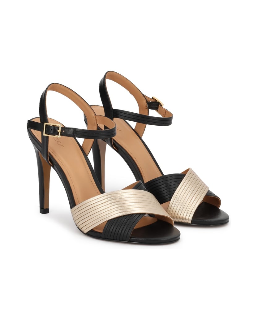 Kazar-Black-and-gold-heeled-sandals-čierna