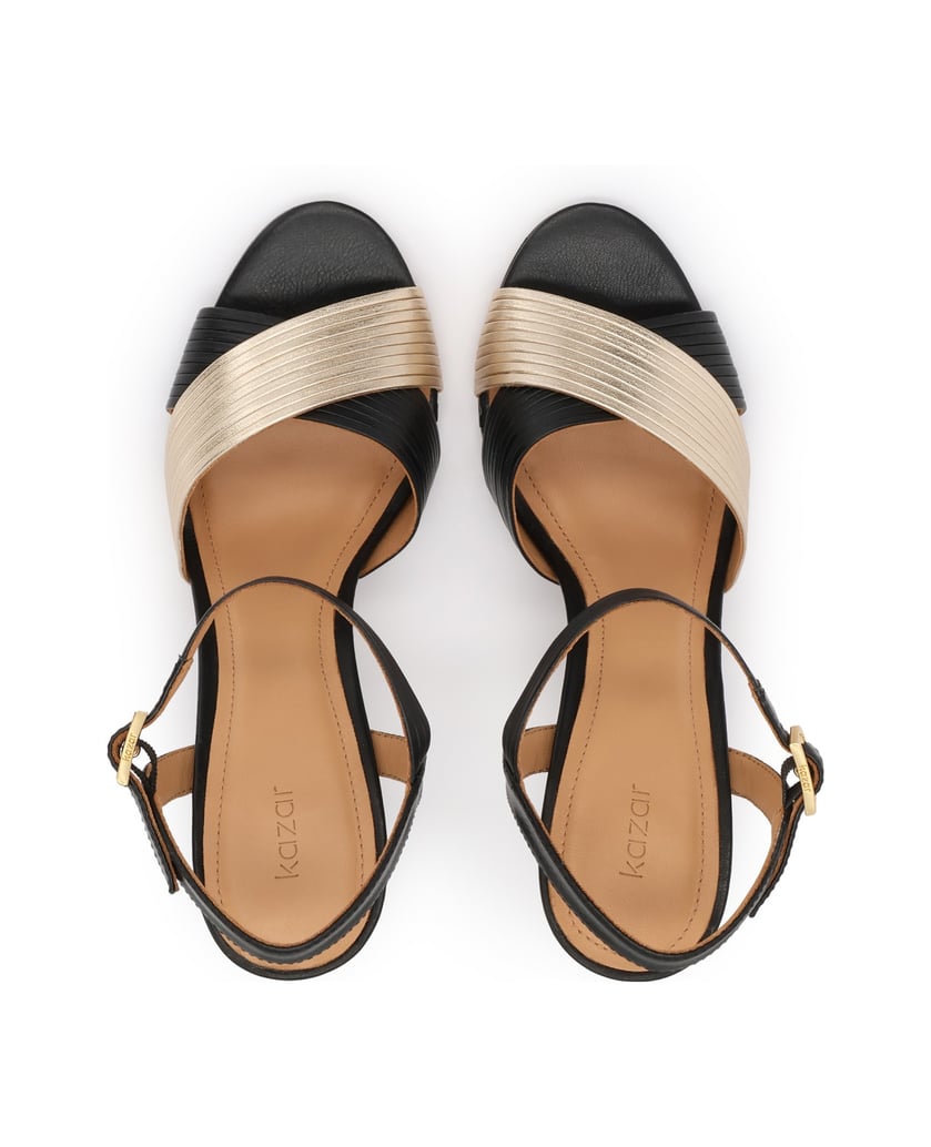 Kazar-Black-and-gold-heeled-sandals-čierna