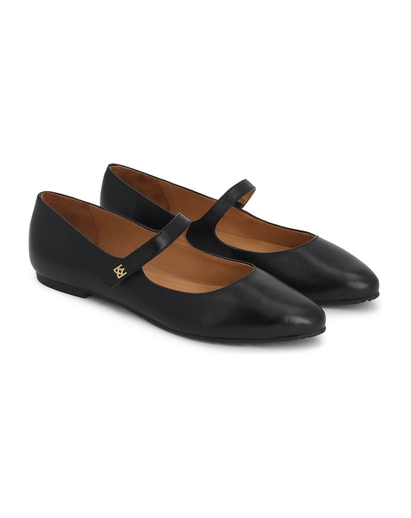 Kazar-Schwarze-Lederballerinas-mit-Riemen-schwarz