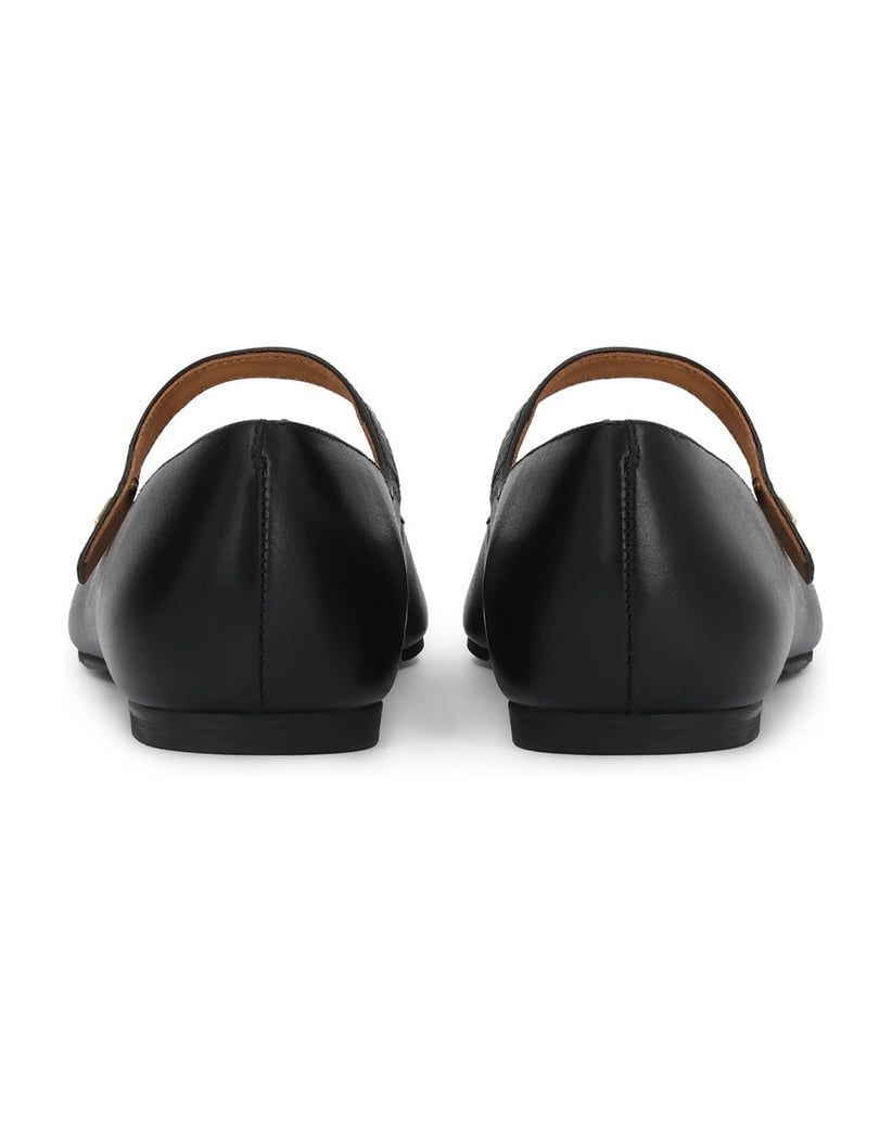 Kazar-Schwarze-Lederballerinas-mit-Riemen-schwarz