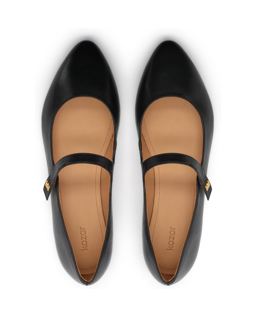 Kazar-Schwarze-Lederballerinas-mit-Riemen-schwarz