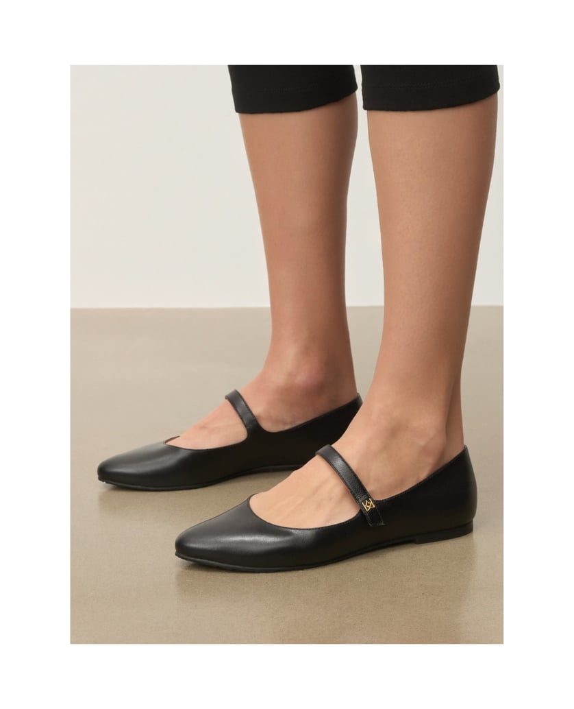 Kazar-Schwarze-Lederballerinas-mit-Riemen-schwarz
