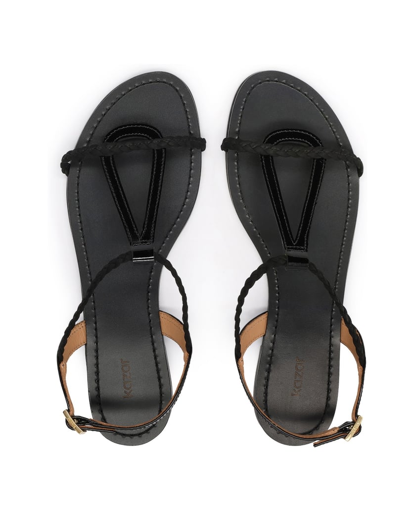 Kazar-Flat-sandals-in-patent-leather-and-suede-čierna