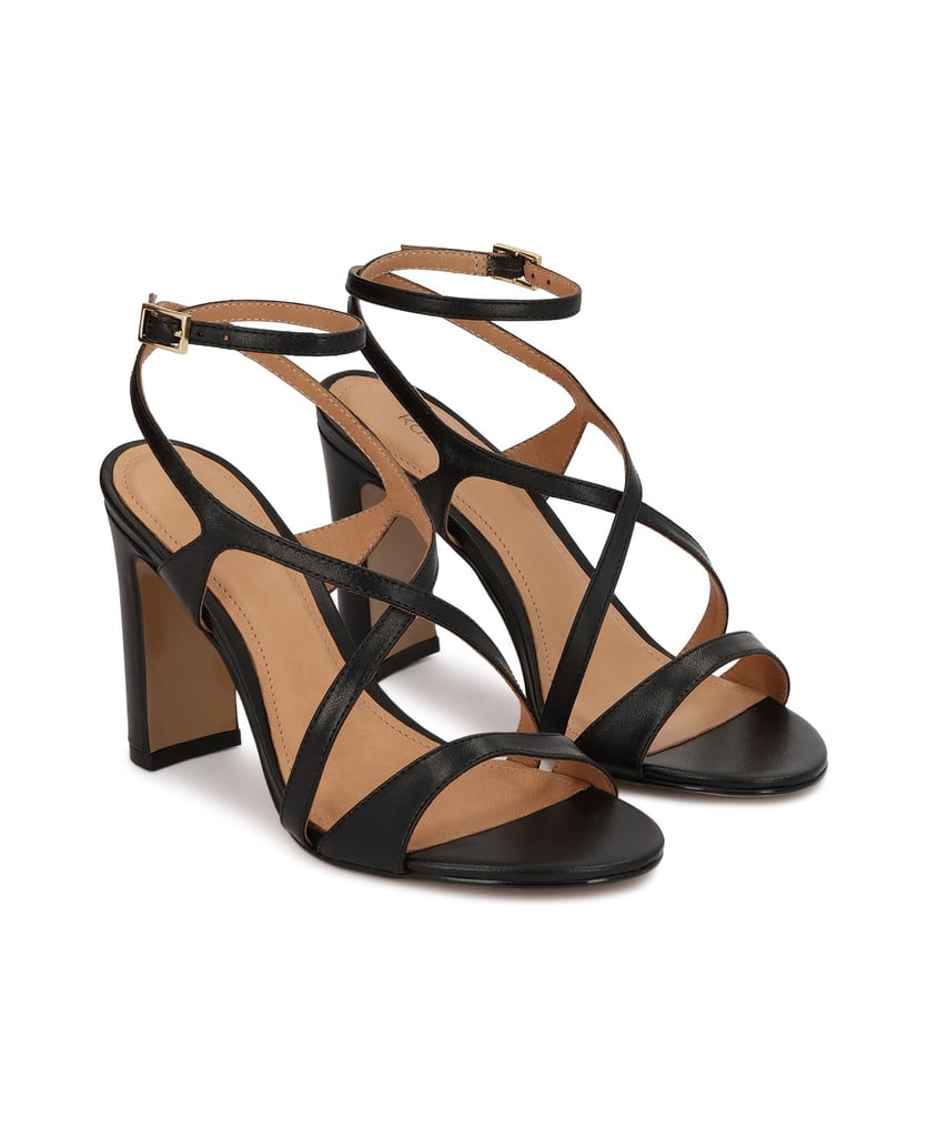 Kazar-Black-leather-sandals-on-a-stable-heels-čierna