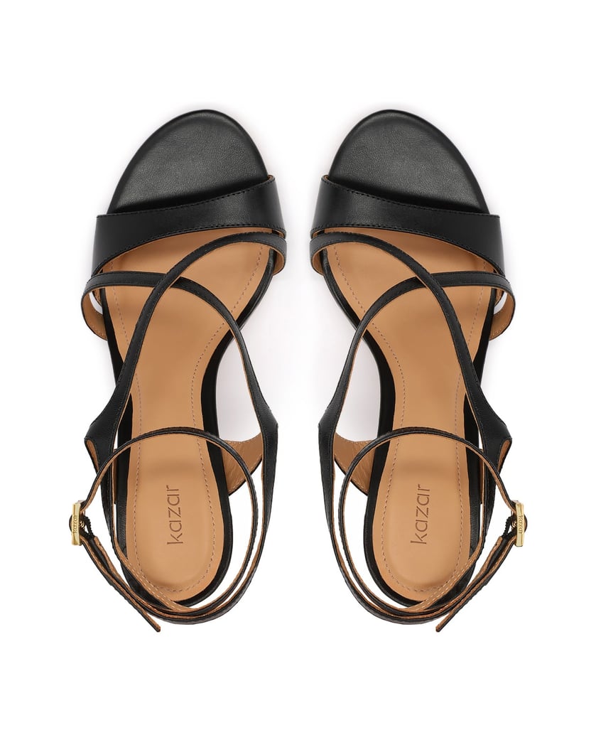 Kazar-Black-leather-sandals-on-a-stable-heels-čierna