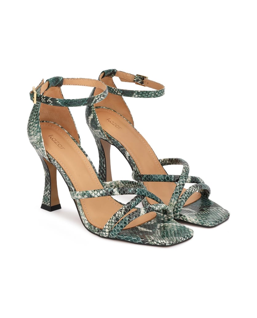 Kazar-Embossed-leather-sandals-with-a-snakeskin-motif-zelená
