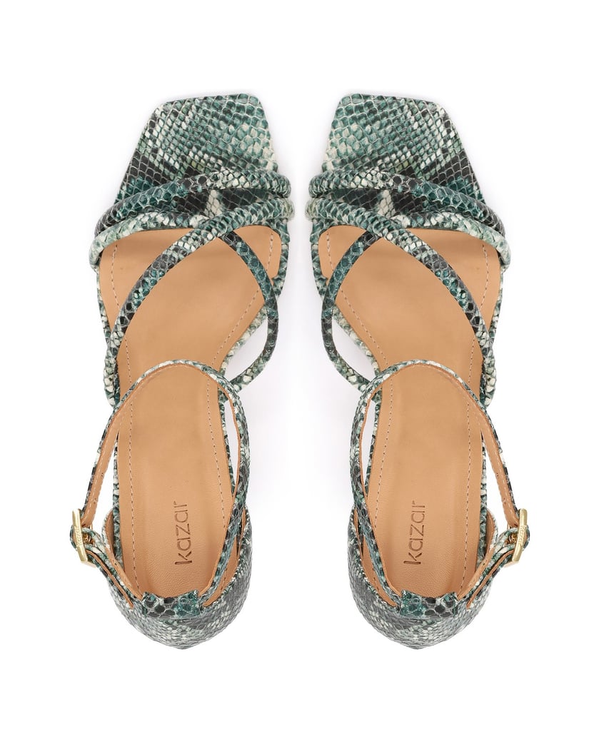 Kazar-Embossed-leather-sandals-with-a-snakeskin-motif-zelená