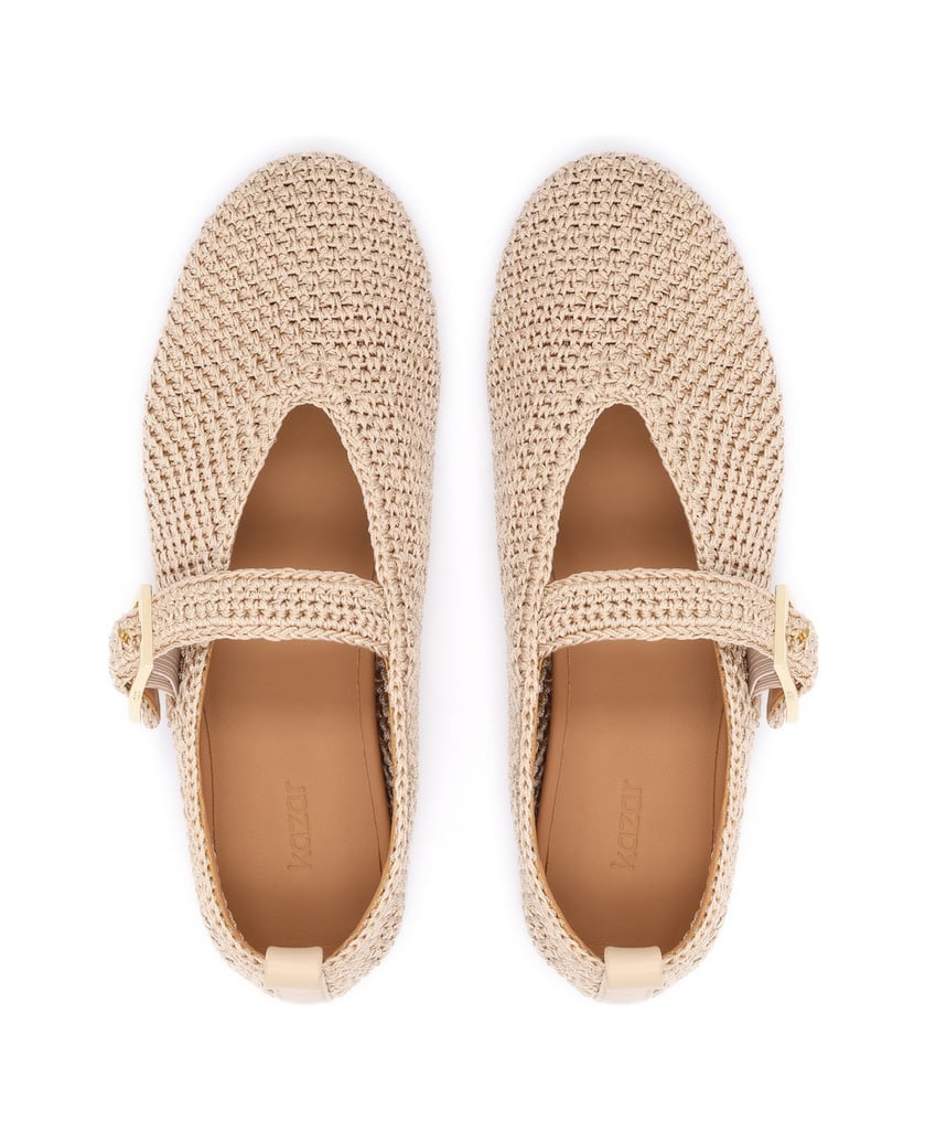 Kazar-Beige-plaid-ballerinas-béžová