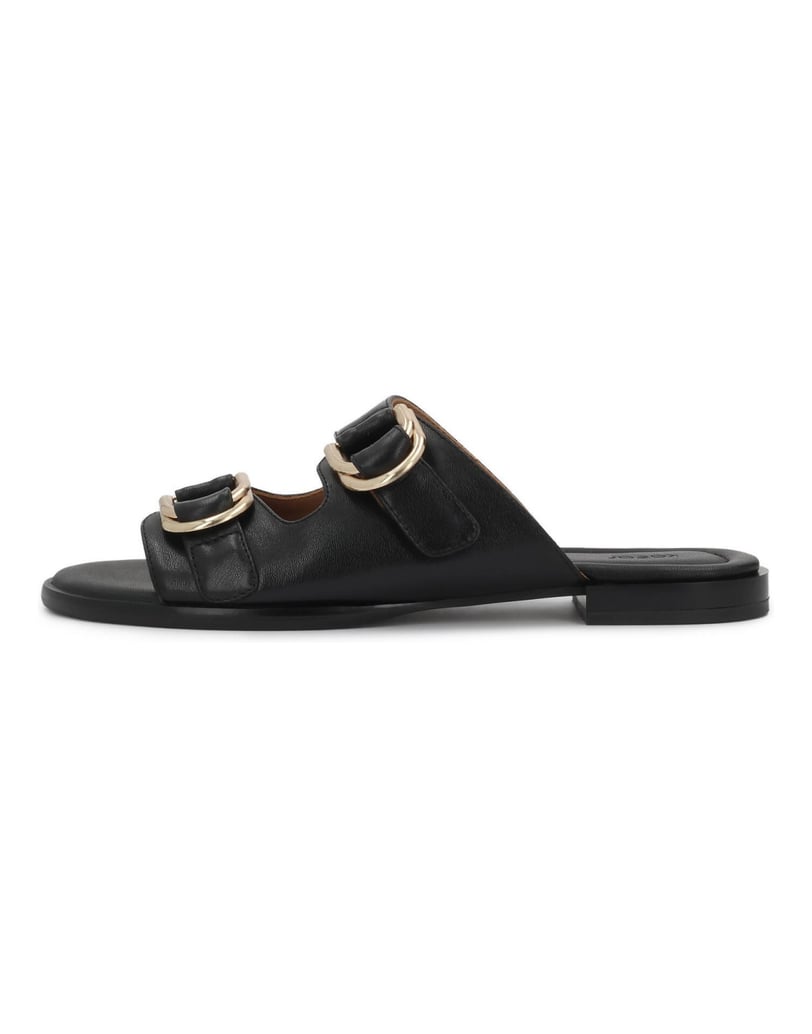 Kazar-Leather-slides-with-Velcro-strap-čierna
