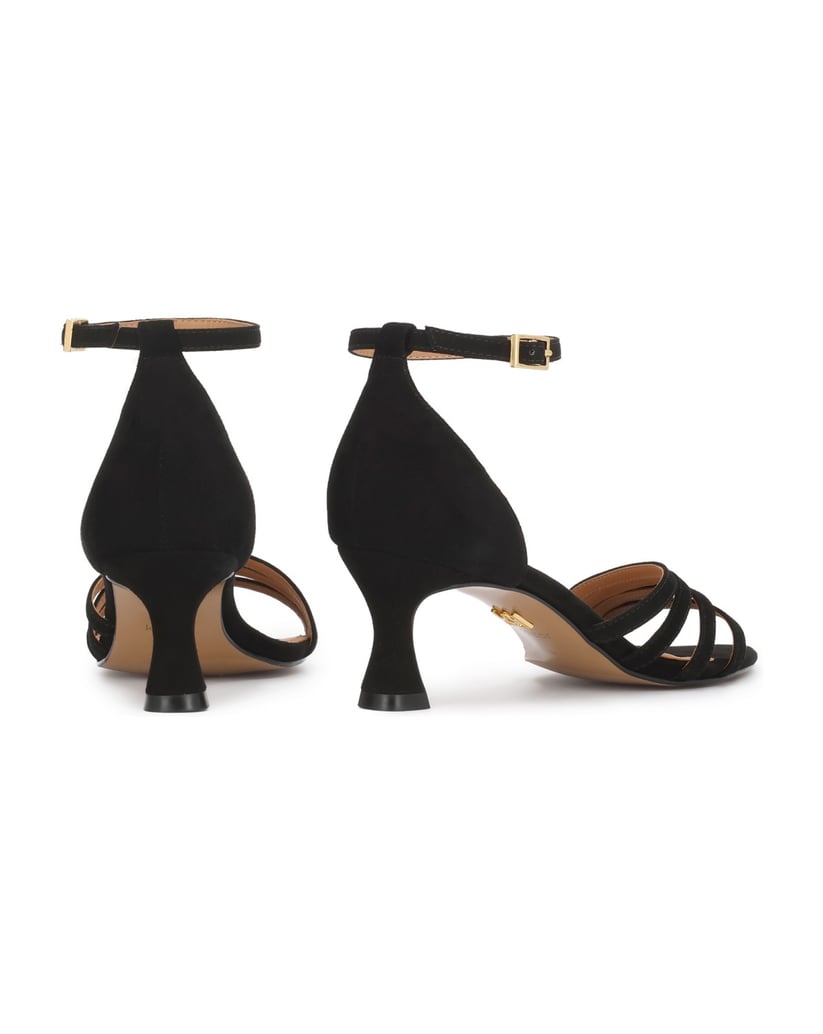 Kazar-Black-suede-duck-heel-sandals-černá