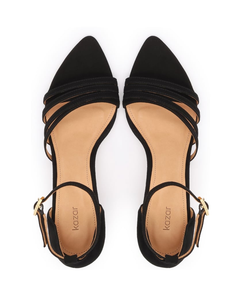 Kazar-Black-suede-duck-heel-sandals-černá
