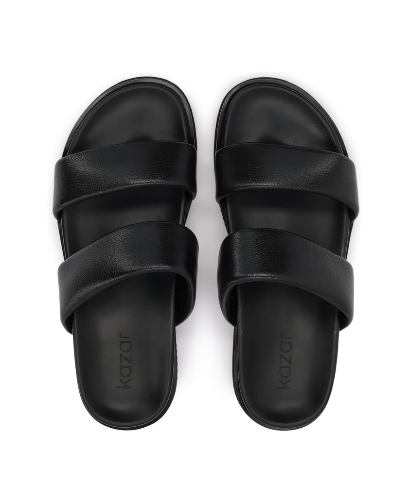 Kazar-Men's-leather-slides-with-double-straps-čierna