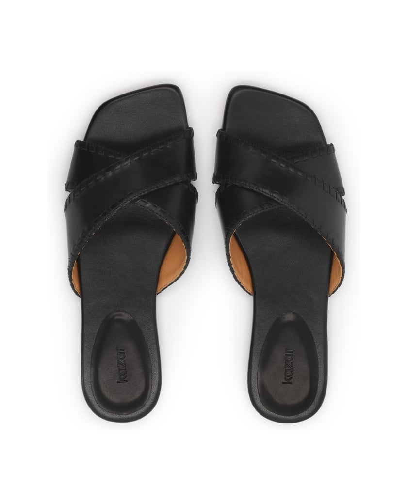Kazar-Flache-Flip-Flops-aus-Leder-mit-breiten-Gürteln-schwarz