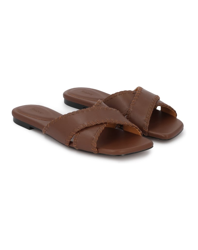 Kazar-Brown-slides-with-decorated-straps-hnědá