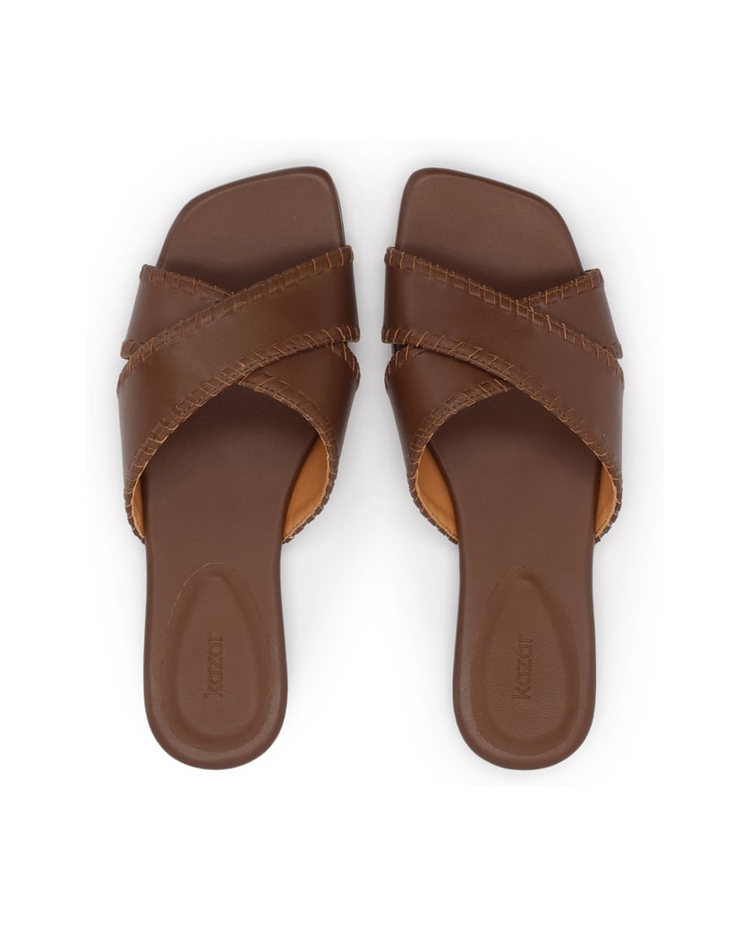 Kazar-Brown-slides-with-decorated-straps-hnědá