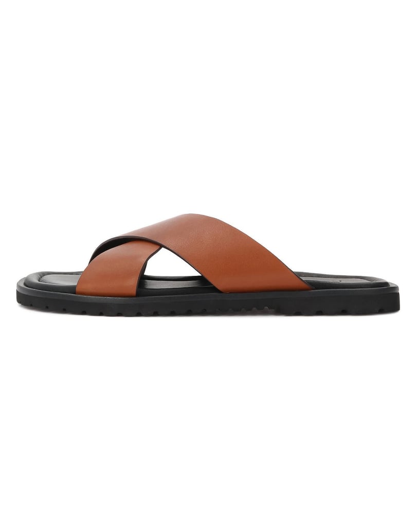 Kazar-Brown-leather-slides-with-wide-straps-hnedá