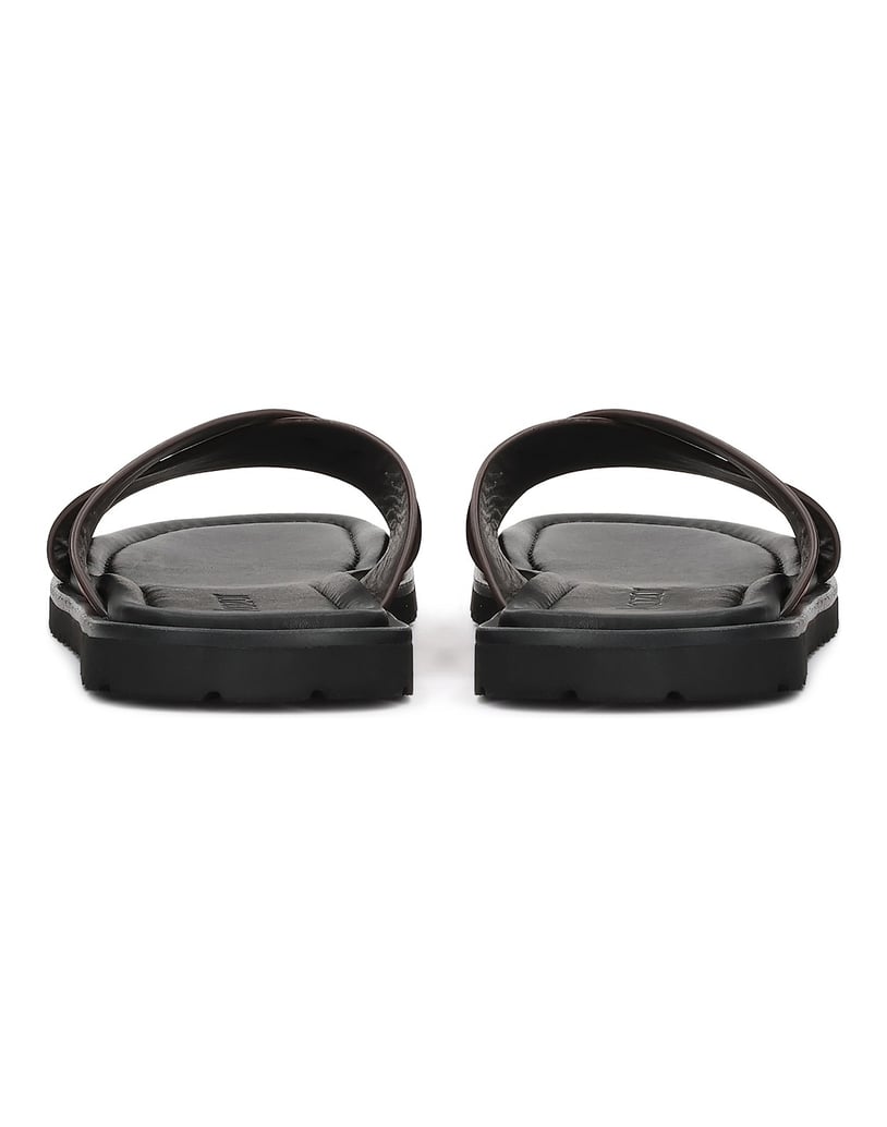 Kazar-Brown-leather-slides-with-wide-straps-hnedá