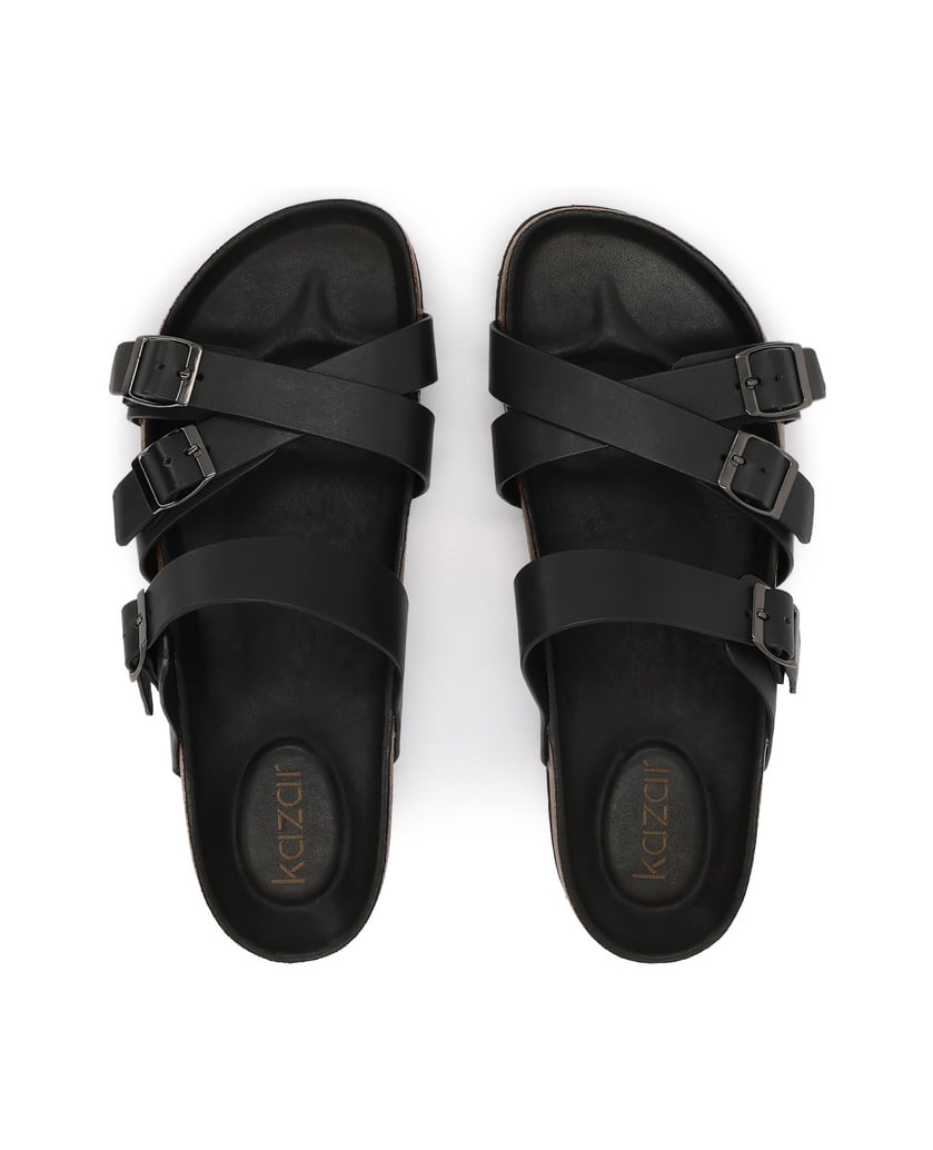 Kazar-Slides-with-crossed-adjustable-straps-černá