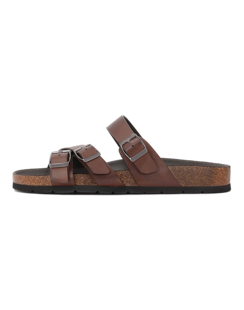 Kazar-Leather-slides-with-adjustable-straps-hnědá