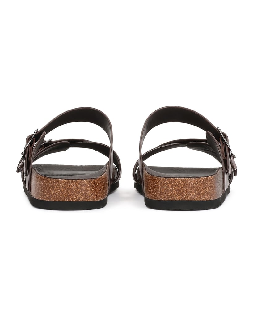 Kazar-Leather-slides-with-adjustable-straps-hnědá