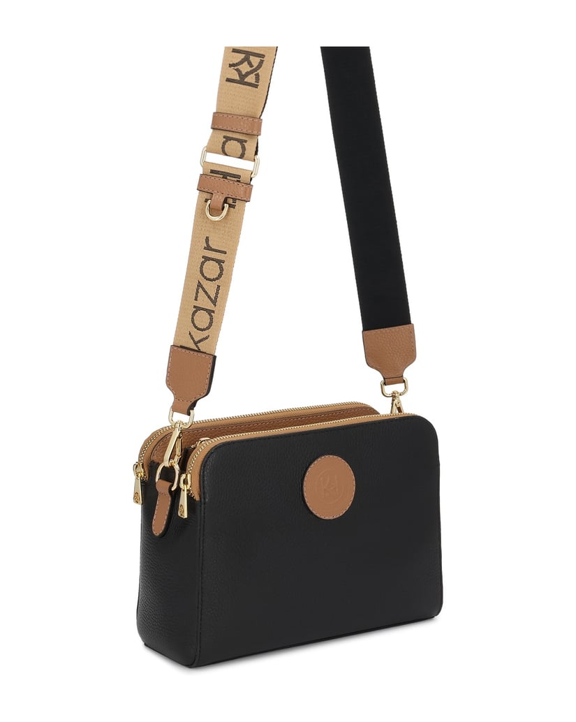 Kazar-Tasche-aus-schwarzem-Leder-in-Schwarz-mit-braunen-Akzenten-schwarz