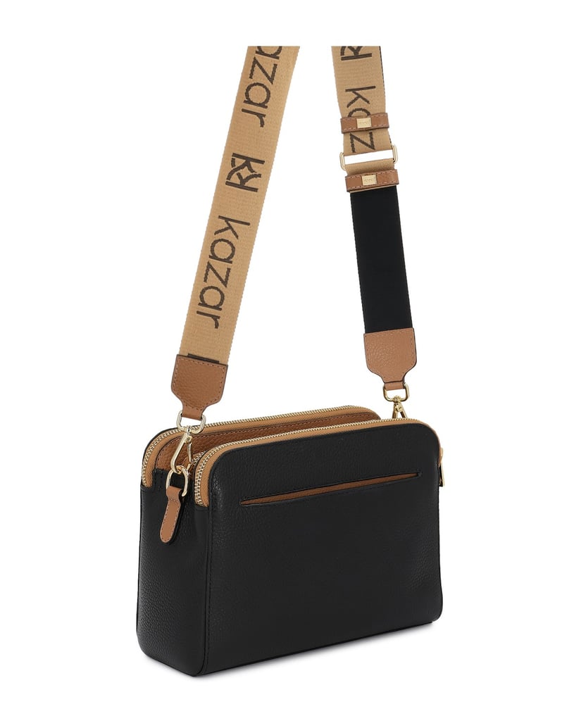 Kazar-Tasche-aus-schwarzem-Leder-in-Schwarz-mit-braunen-Akzenten-schwarz