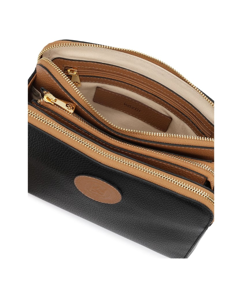 Kazar-Tasche-aus-schwarzem-Leder-in-Schwarz-mit-braunen-Akzenten-schwarz