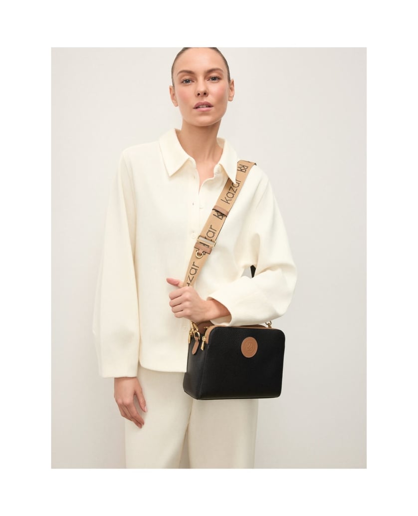 Kazar-Tasche-aus-schwarzem-Leder-in-Schwarz-mit-braunen-Akzenten-schwarz