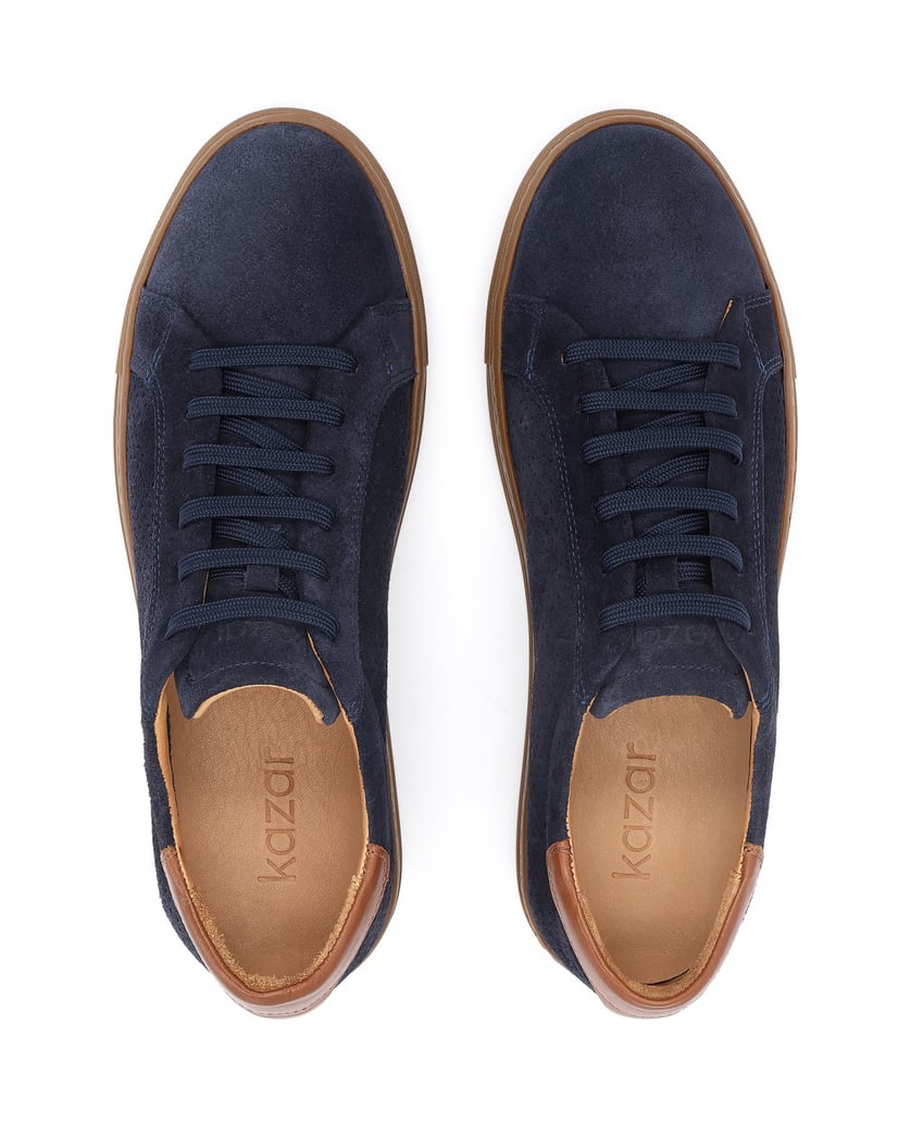 Kazar-Navy-blue-men's-sneakers-in-perforated-suede-tmavě-modrá