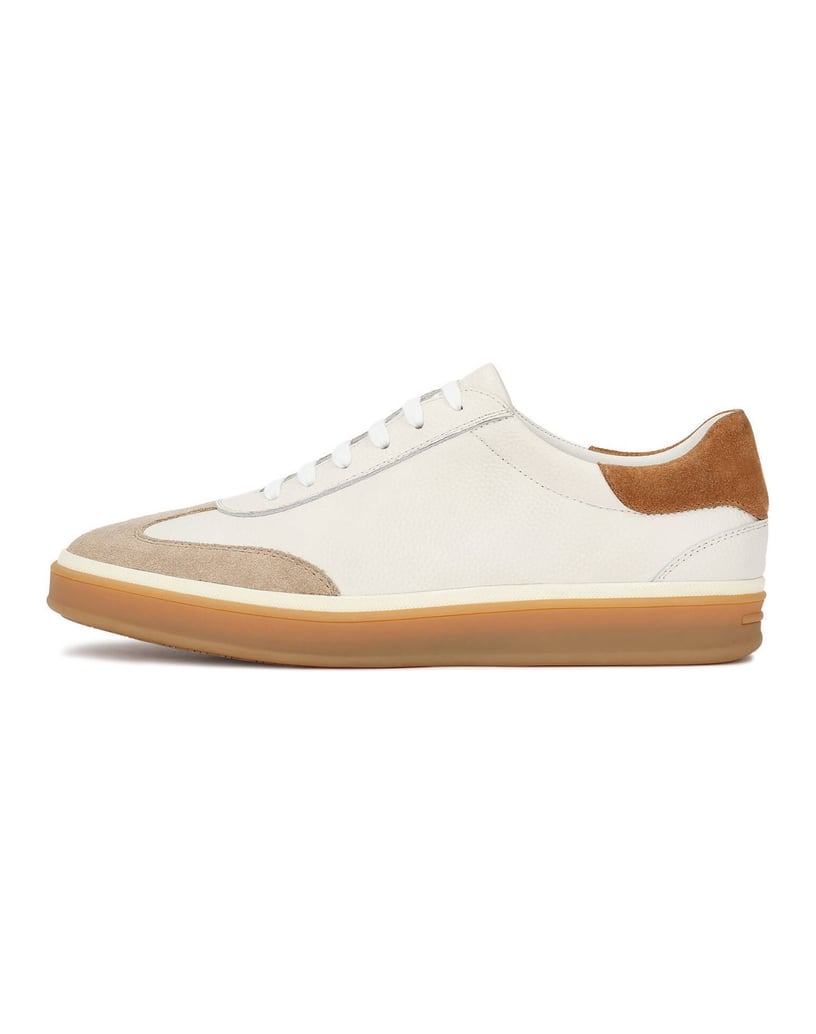 Kazar-Herren-Sneakers-aus-weißem-Leder-mit-Toe-cap-aus-Wildleder-weiss