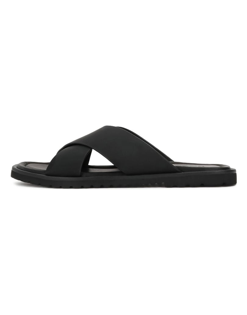 Kazar-Black-leather-slides-with-crossed-straps-černá