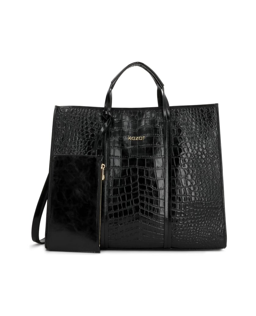 Kazar-Large-leather-bag-in-crocodile-pattern-čierna