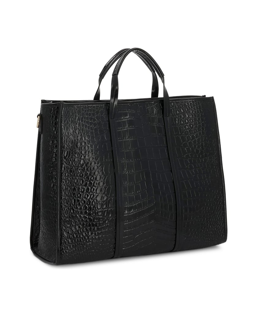 Kazar-Large-leather-bag-in-crocodile-pattern-čierna