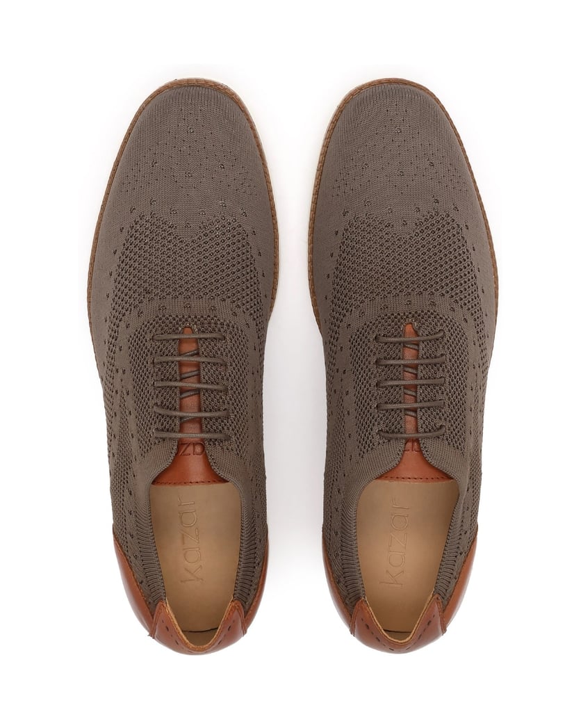 Kazar-Taupe-Sneakers-für-Herren-aus-perforiertem-Gewebe-mit-Absatz-aus-braunem-Leder-taupe